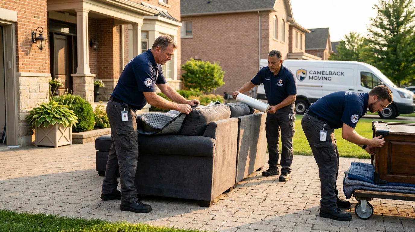 Large estate moving crew wrapping furniture in Greenwood, AR