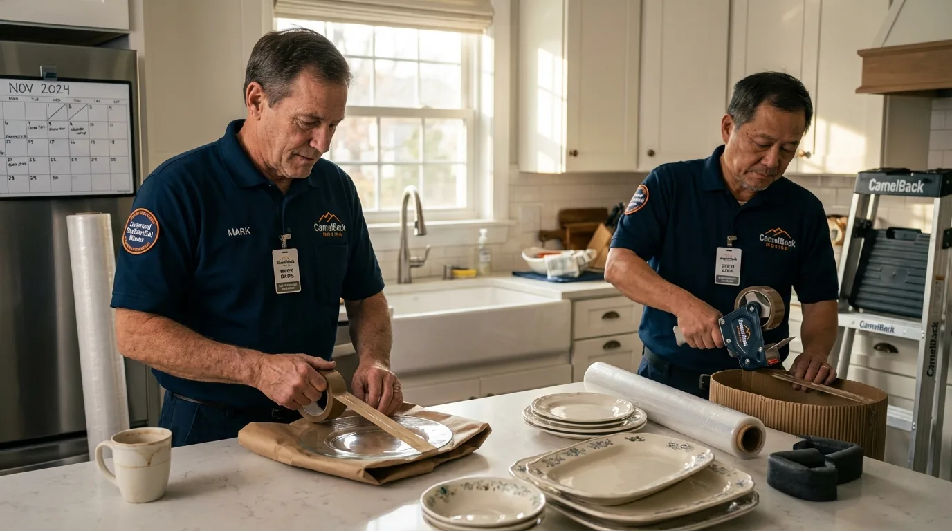 Professional crew packing kitchen dishware in Greenwood, AR